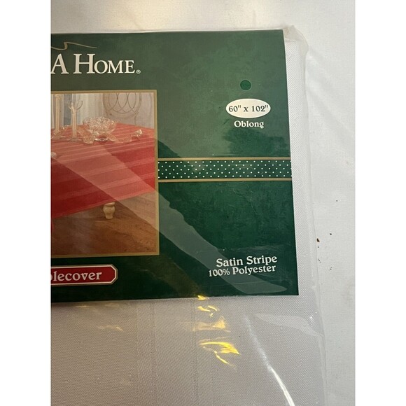 White Fabric Table Cover Satin Stripe Oblong 60 in x  102 in Kmart  Trim A Home - Picture 2 of 8